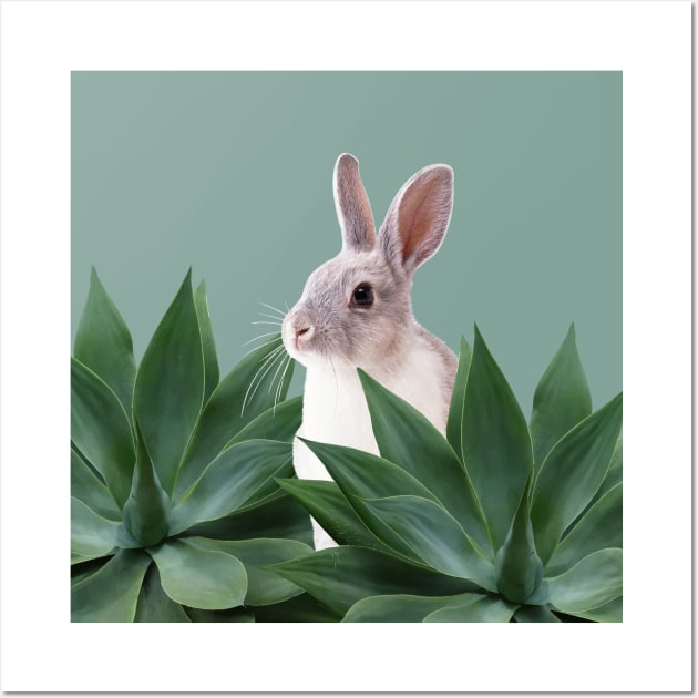 Grey Bunny Agave Leaves Wall Art by Move-Art